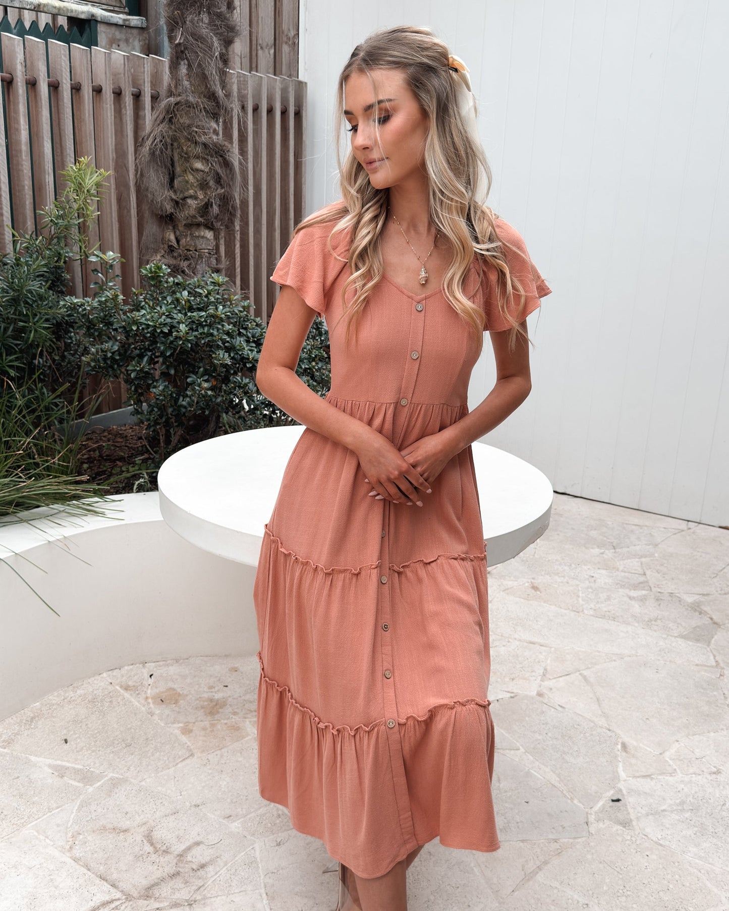 Celie Dress - Rust | Women's Linen Midi Dress