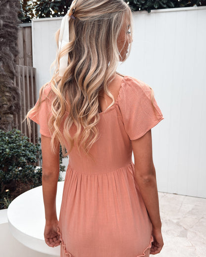 Celie Dress - Rust | Women's Linen Midi Dress