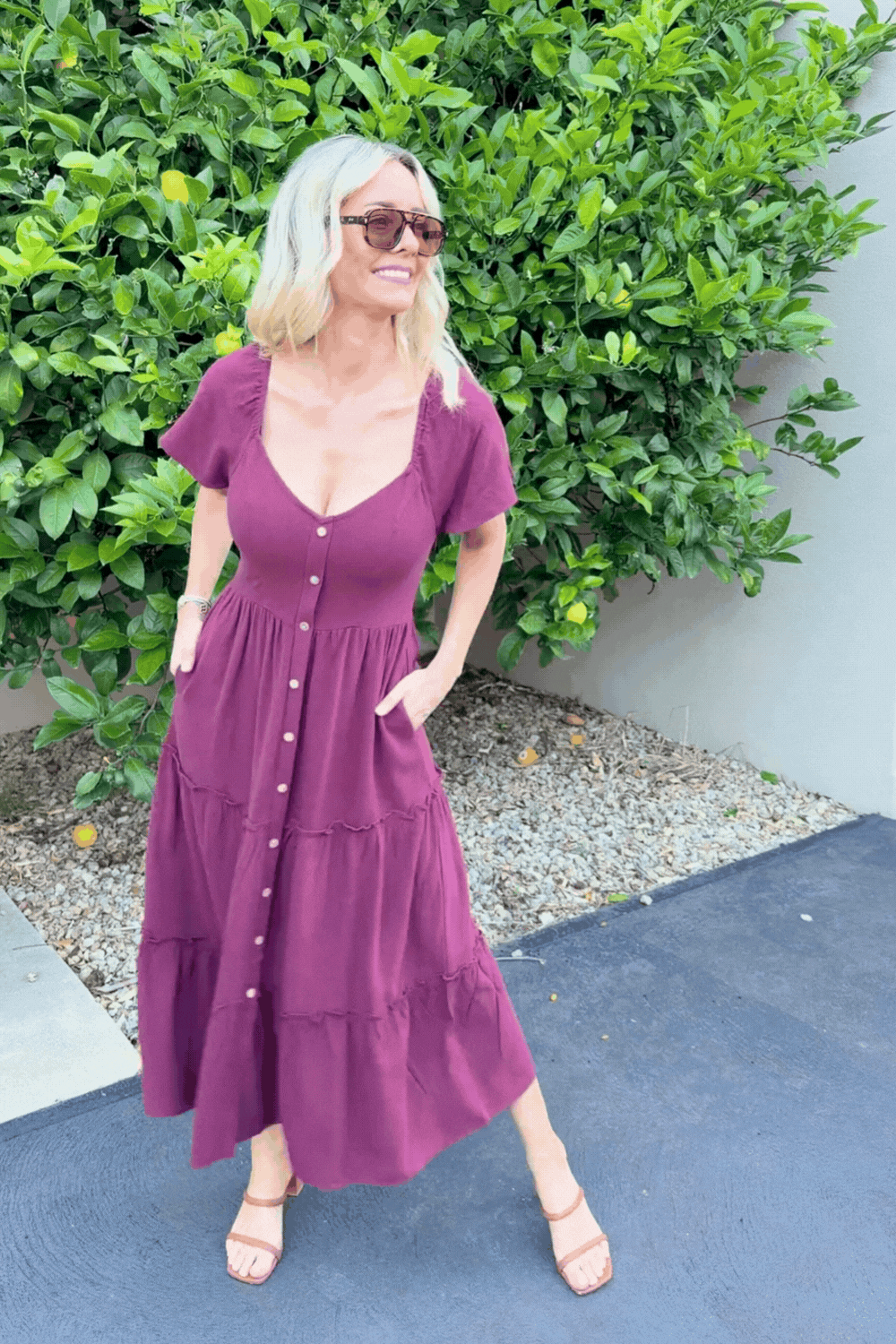 Celie Dress - Bordeaux | Women's Linen Midi Dress