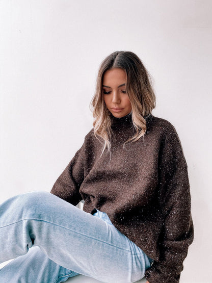 Chesterfield Jumper - Chocolate | Women's Heavyweight Turtleneck Jumper