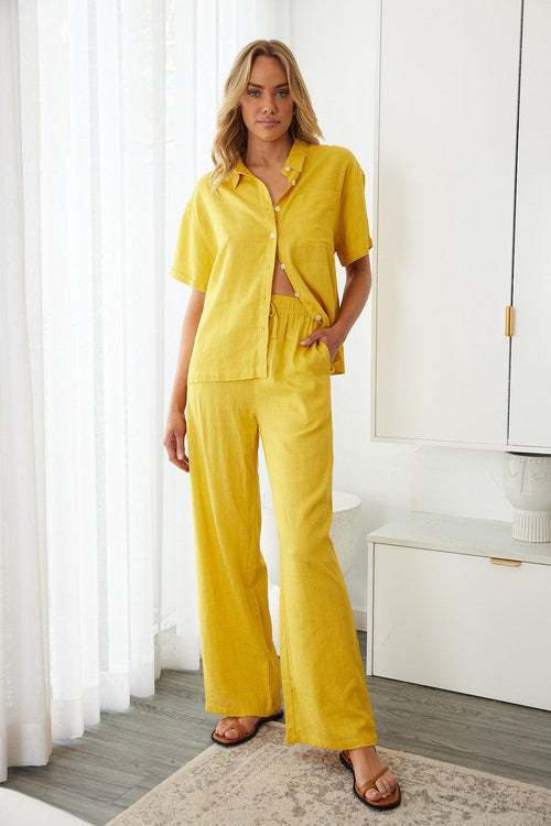 Chyna Mango Pants | Women's Linen Blend Wide Leg Pants