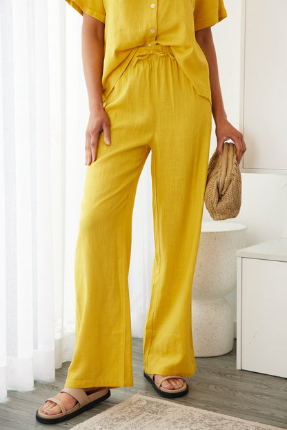 Chyna Mango Pants | Women's Linen Blend Wide Leg Pants