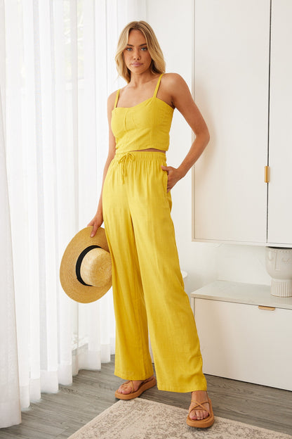 Chyna Mango Crop Top | Women's Linen Blend Smock Crop Top