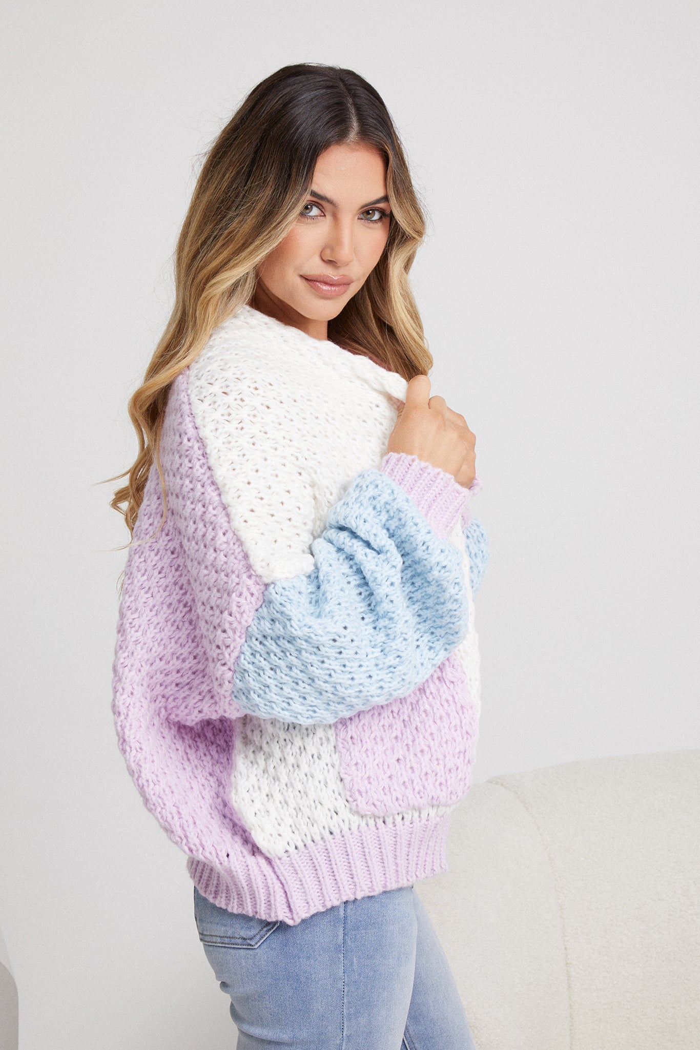 Colline Cardigan Multi | Women's Pastel Open-Front Knit Cardigan