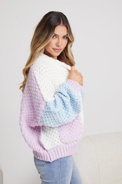 Colline Cardigan Multi | Women's Pastel Open-Front Knit Cardigan
