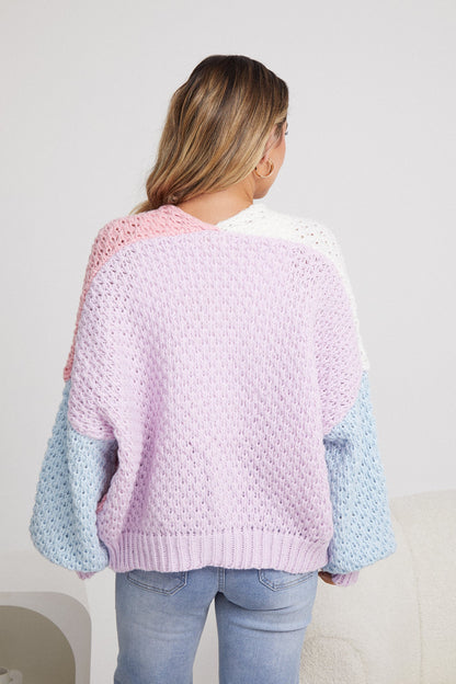 Colline Cardigan Multi | Women's Pastel Open-Front Knit Cardigan