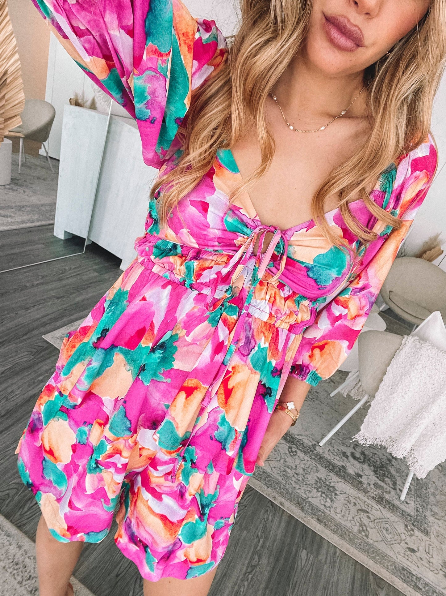 Conley Pink Fiesta Top | Women's Printed Peplum Top