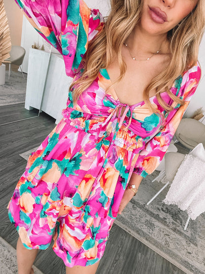 Conley Pink Fiesta Top | Women's Printed Peplum Top