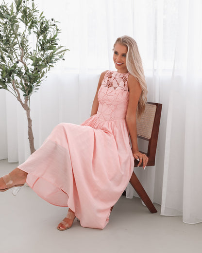 Contessa Dress - Pink | Women's Lace Maxi Dress