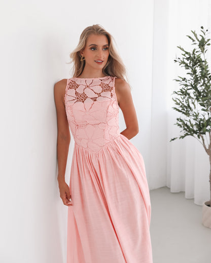 Contessa Dress - Pink | Women's Lace Maxi Dress