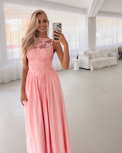 Contessa Dress - Pink | Women's Lace Maxi Dress