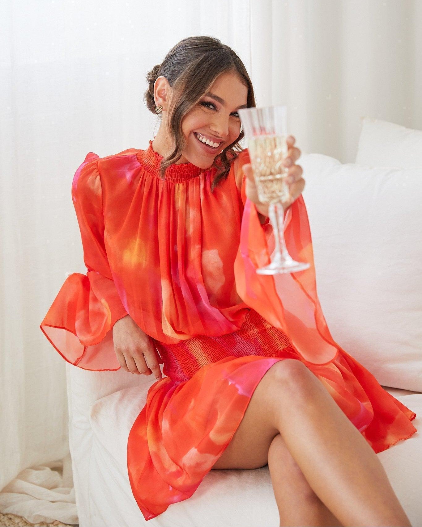 Daenerys Dress - Orange Print | Women's Printed Party Dress