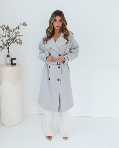 Dahrah Grey Trench Coat | Women's Trench Coat
