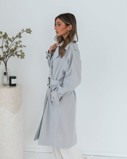 Dahrah Grey Trench Coat | Women's Trench Coat