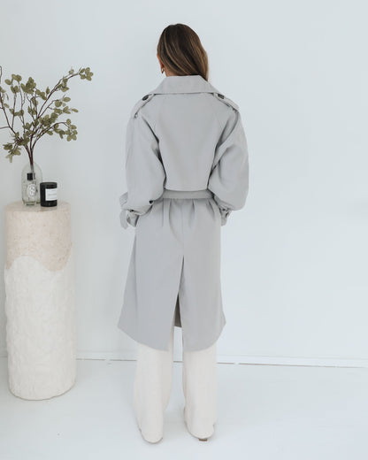 Dahrah Grey Trench Coat | Women's Trench Coat