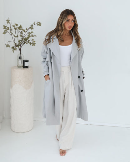 Dahrah Grey Trench Coat | Women's Trench Coat