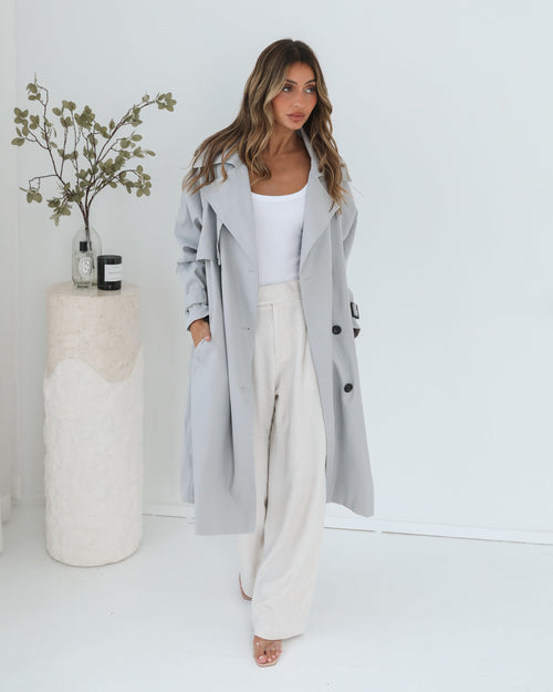 Dahrah Grey Trench Coat | Women's Trench Coat