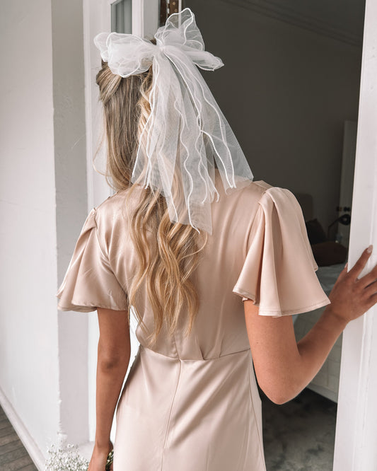 Danna Cream Hair Bow | Women's Satin Hair Bow