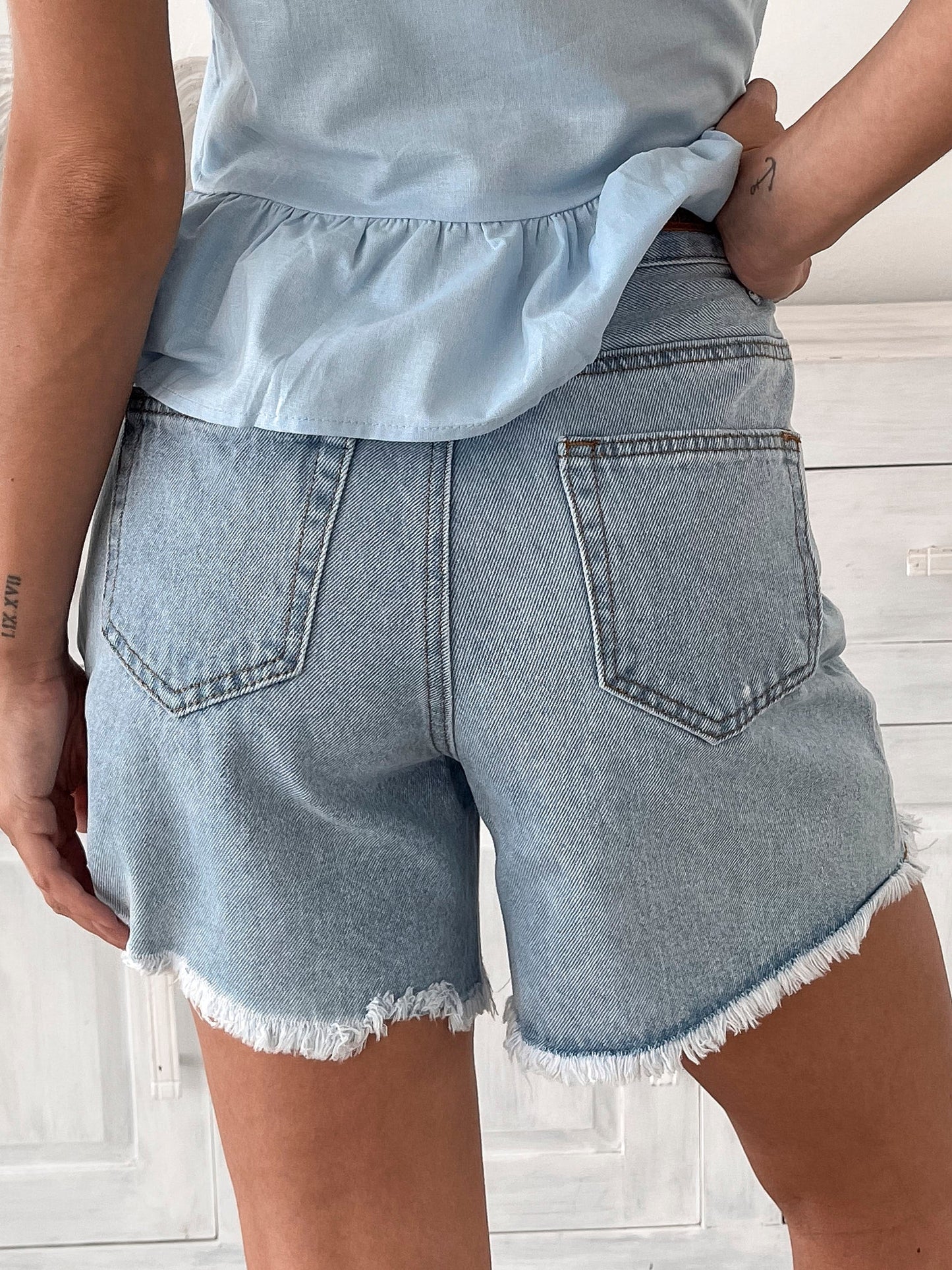 Daylin Light Blue Shorts | Women's High Waisted Shorts