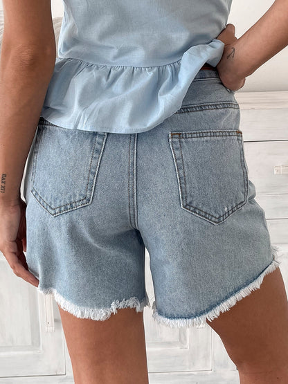 Daylin Light Blue Shorts | Women's High Waisted Shorts