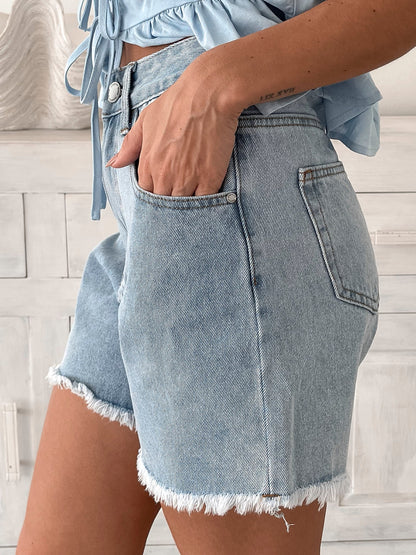 Daylin Light Blue Shorts | Women's High Waisted Shorts