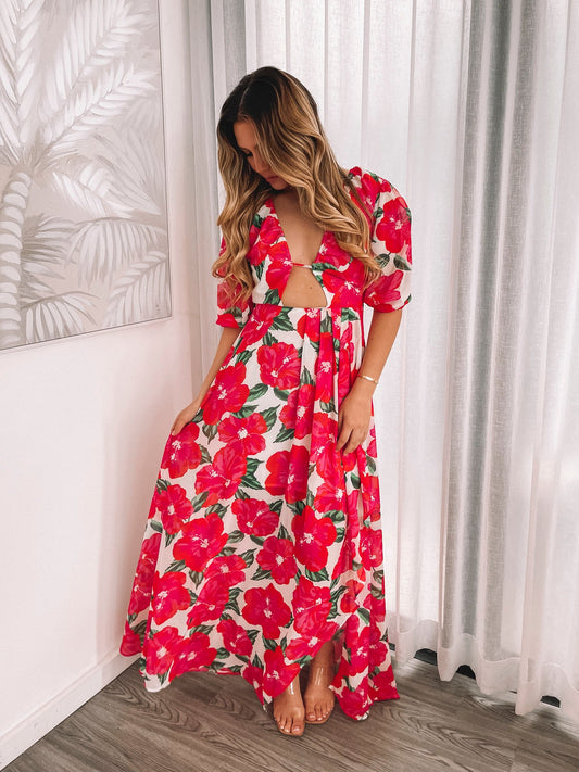Delarina Pink Floral Maxi Dress | Women's Floral Maxi Dress