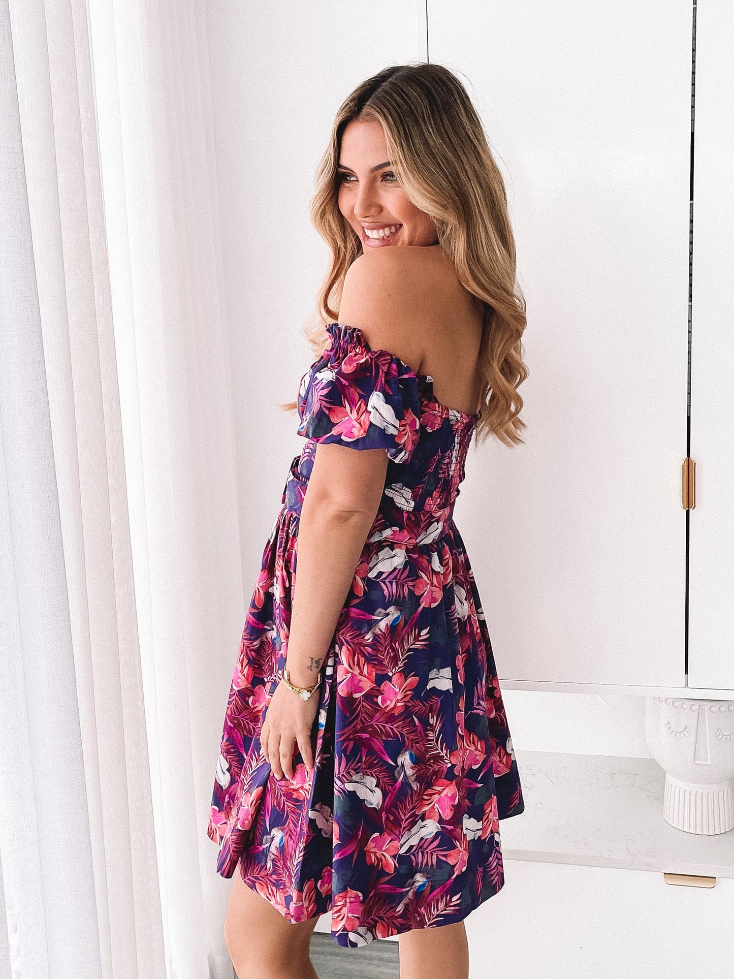 Devira Purple Rainforest Dress | Women's Printed Mini Dress