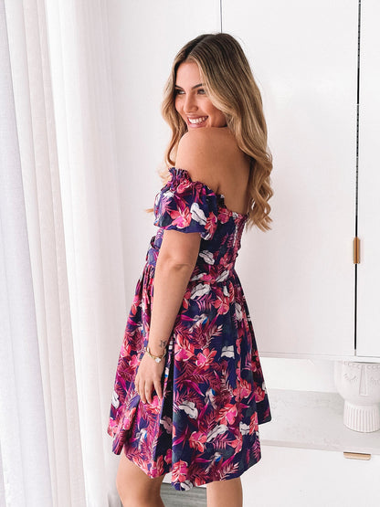 Devira Purple Rainforest Dress | Women's Printed Mini Dress