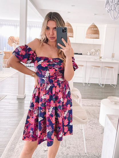 Devira Purple Rainforest Dress | Women's Printed Mini Dress