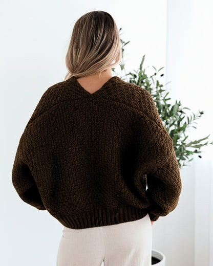 Dorine Cardigan Coffee | Women's Chunky Knit Open Front Cardigan