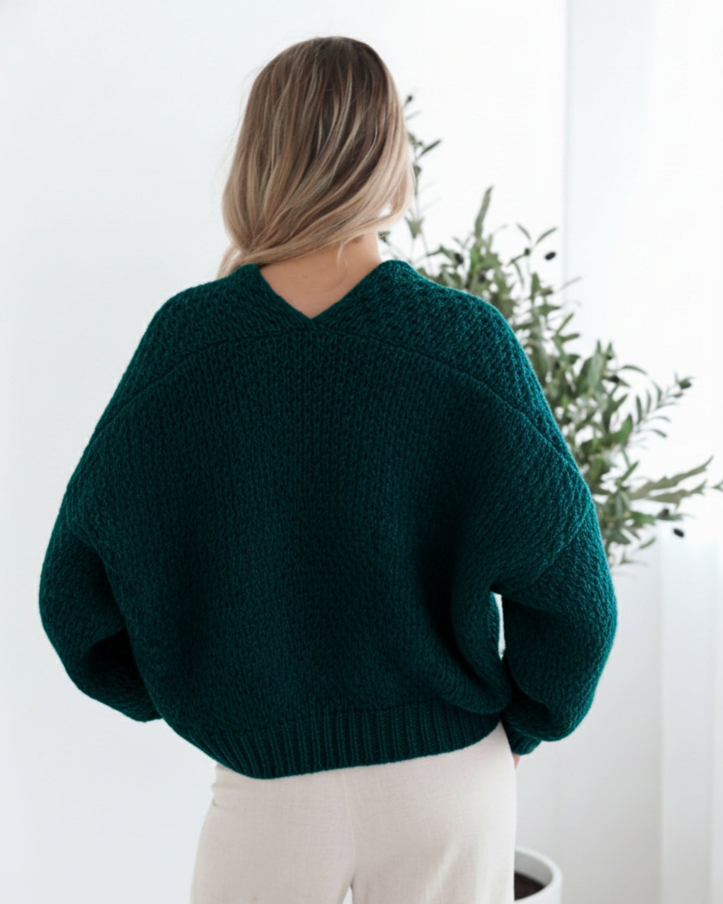 Dorine Cardigan - Teal | Women's Chunky Knit Open Front Cardigan