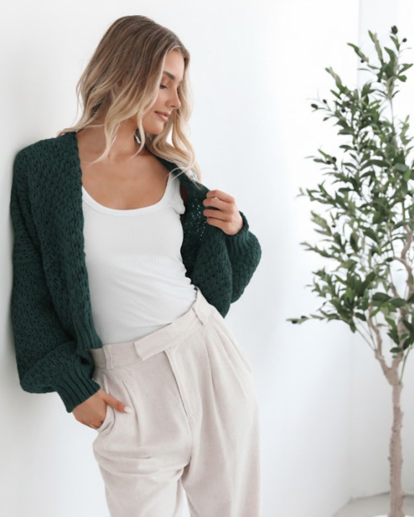 Dorine Cardigan - Teal | Women's Chunky Knit Open Front Cardigan