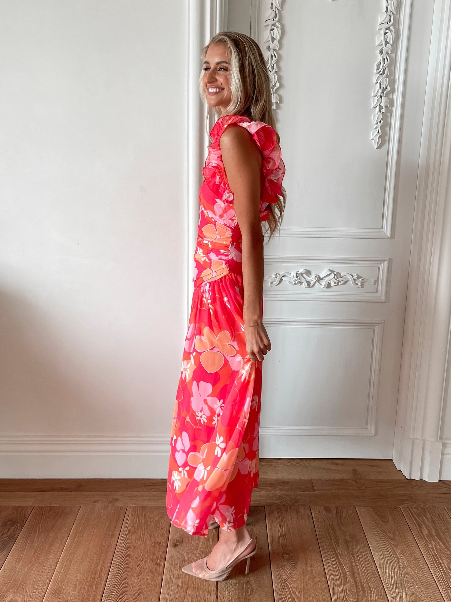 Emmaline Orange Floral Dress | Women's Floral Maxi Dress
