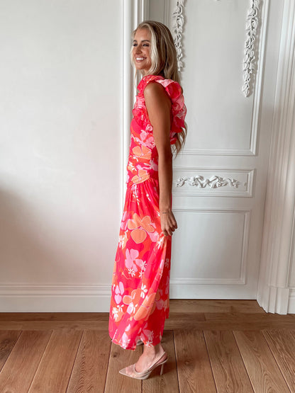 Emmaline Orange Floral Dress | Women's Floral Maxi Dress