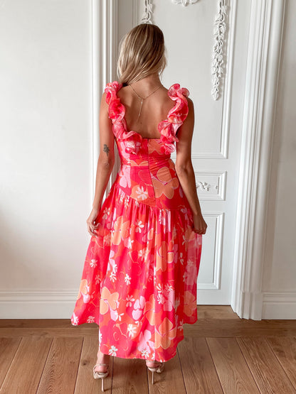 Emmaline Orange Floral Dress | Women's Floral Maxi Dress