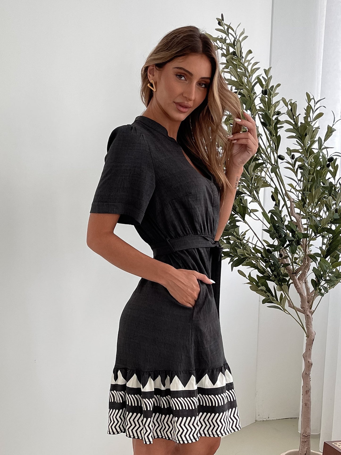 Laryssa Black Print Dress | Women's Printed Shirt Dress