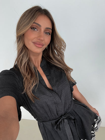 Laryssa Black Print Dress | Women's Printed Shirt Dress