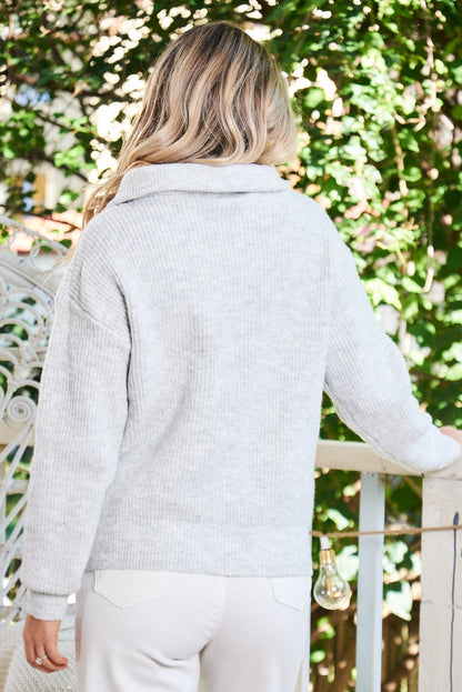 Merete Knit Grey | Women's High Collar Knit Jumper