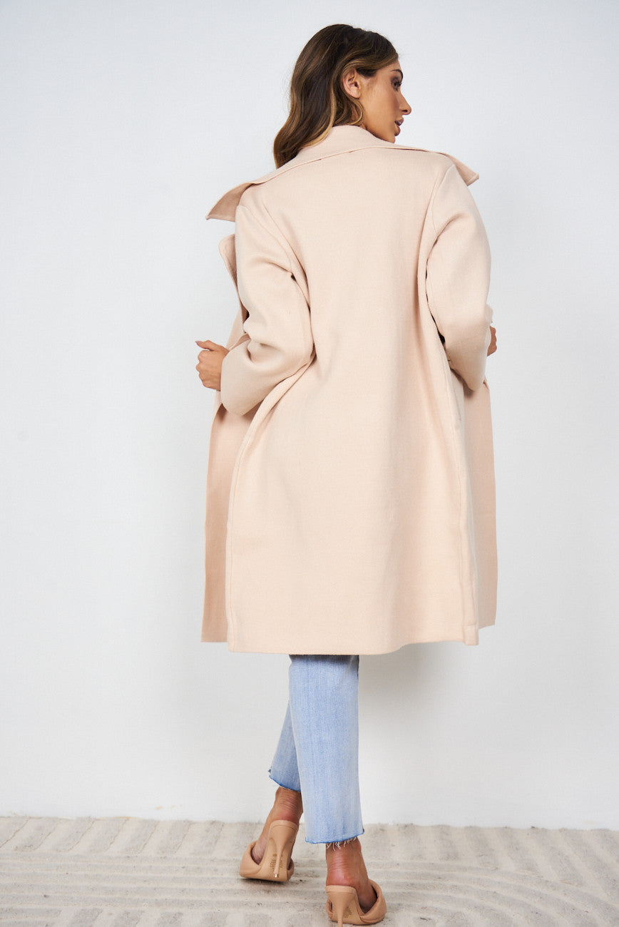 Fireplace Coat - Cream | Women's Knit Trench Coat