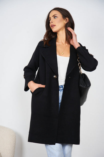 Fireplace Coat - Black | Women's Knit Trench Coat