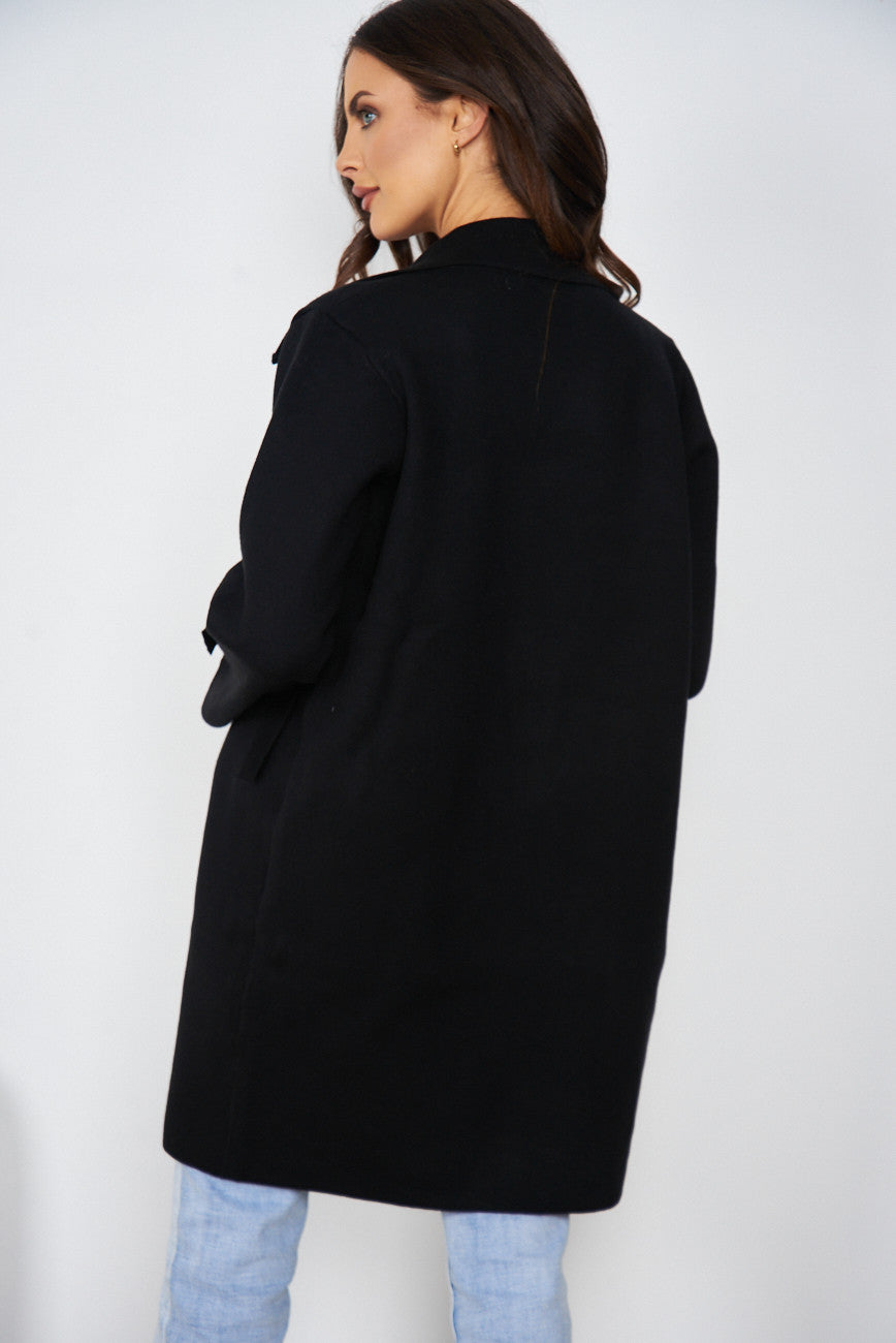 Fireplace Coat - Black | Women's Knit Trench Coat