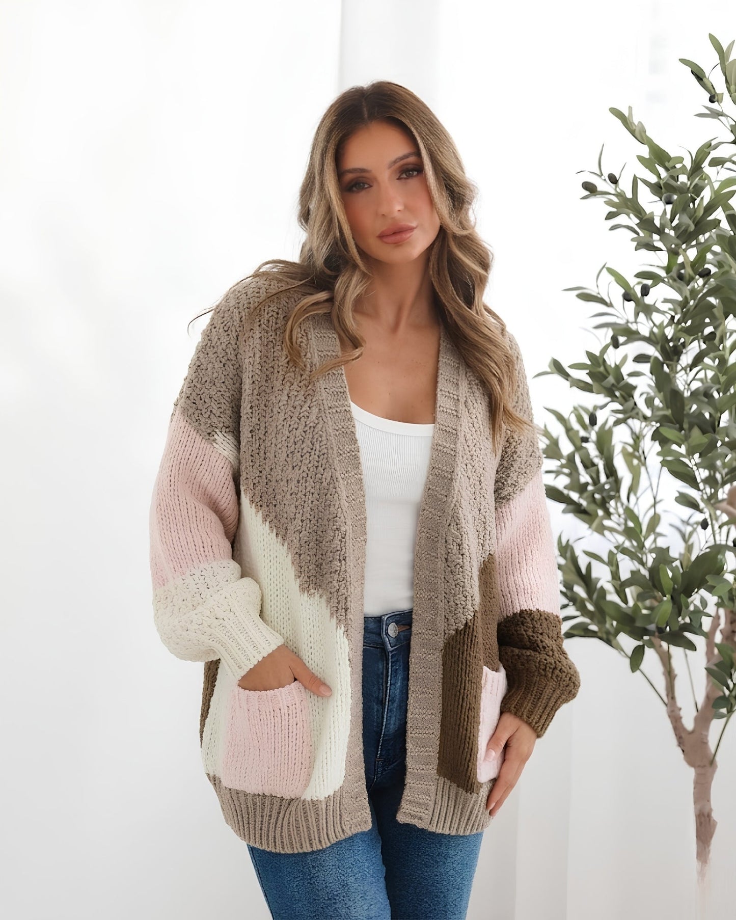 Felisha Knit - Latte | Women's Open Front Knit Cardigan