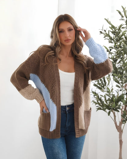 Felisha Mocha Knit Cardigan | Women's Open Front Knit Cardigan