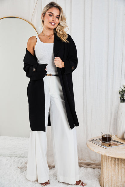 Fireplace Coat - Black | Women's Knit Trench Coat