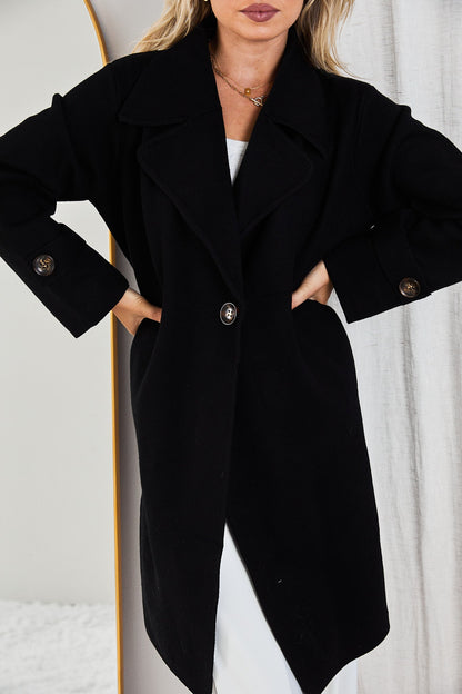 Fireplace Coat - Black | Women's Knit Trench Coat