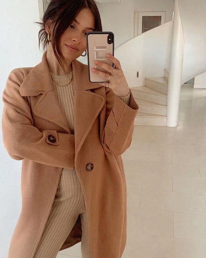 Fireplace Coat - Camel | Women's Knit Trench Coat