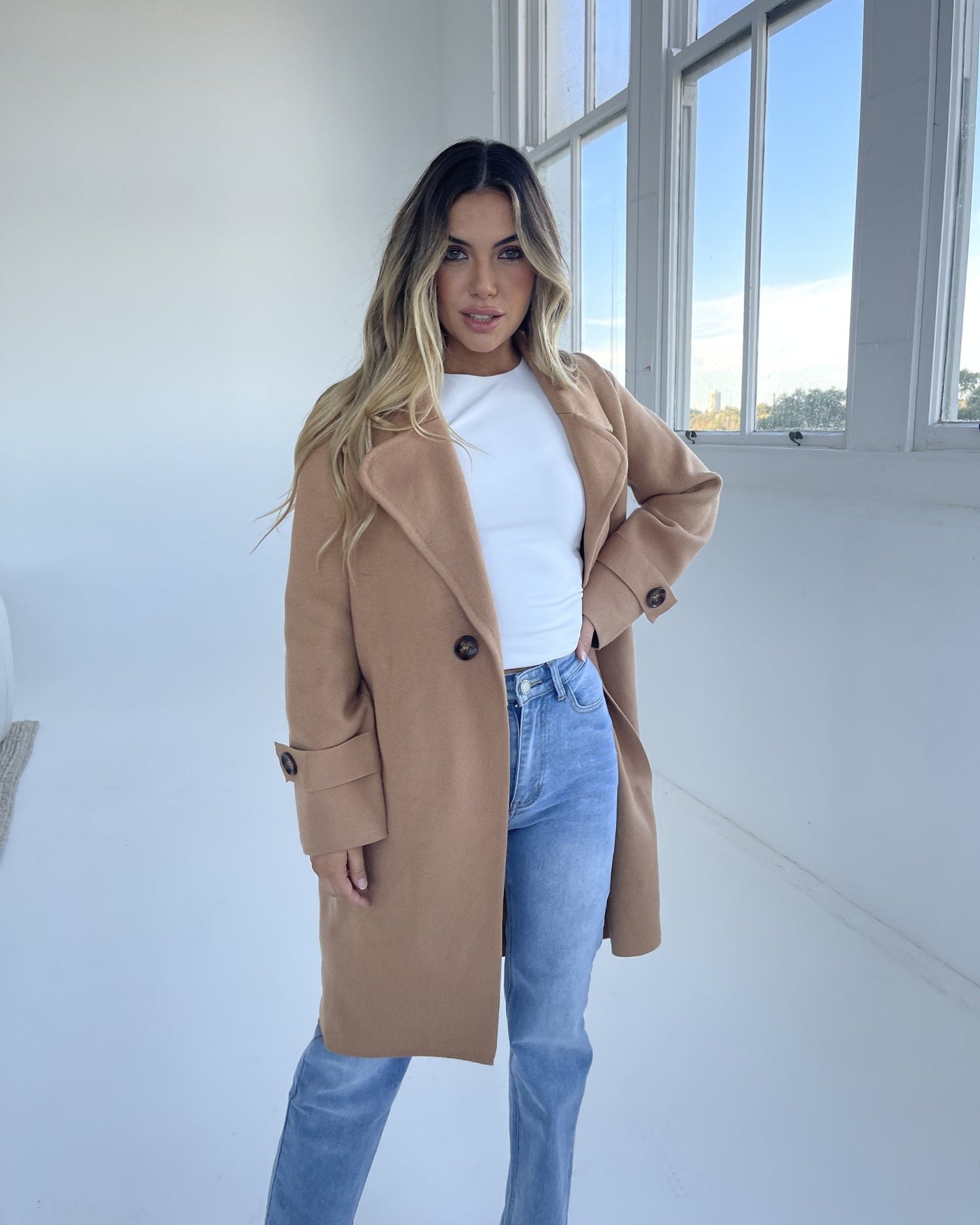 Fireplace Coat - Camel | Women's Knit Trench Coat