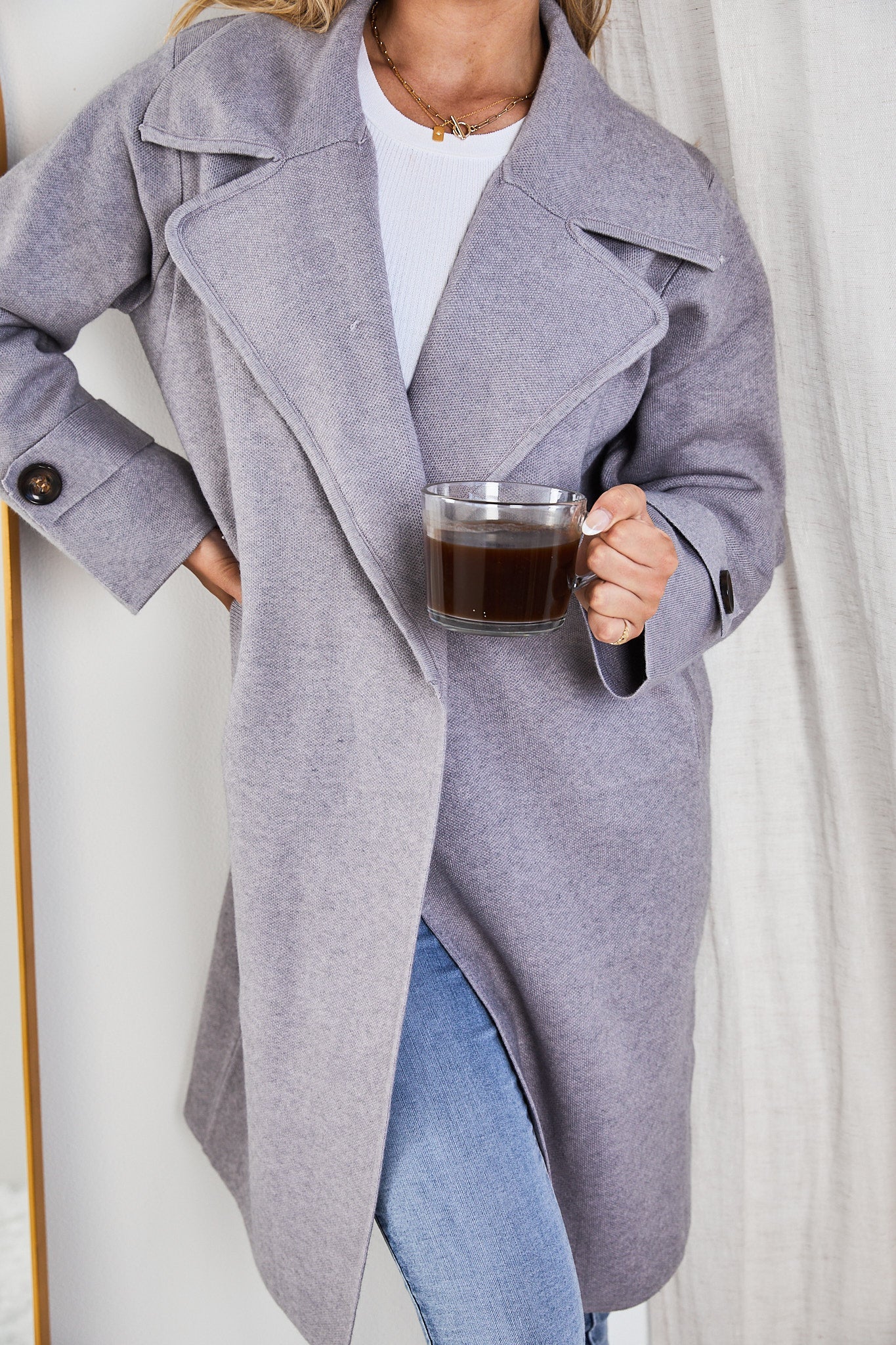 Fireplace Coat Grey | Women's Knit Trench Coat