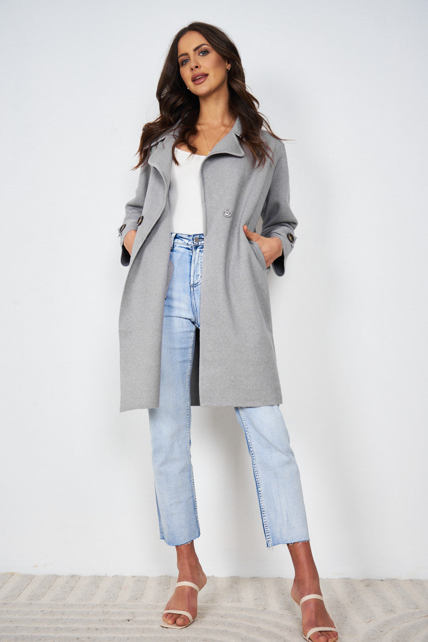 Fireplace Coat Grey | Women's Knit Trench Coat