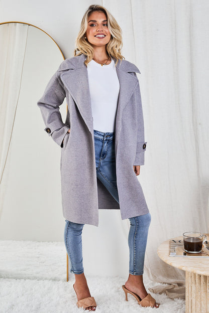 Fireplace Coat Grey | Women's Knit Trench Coat